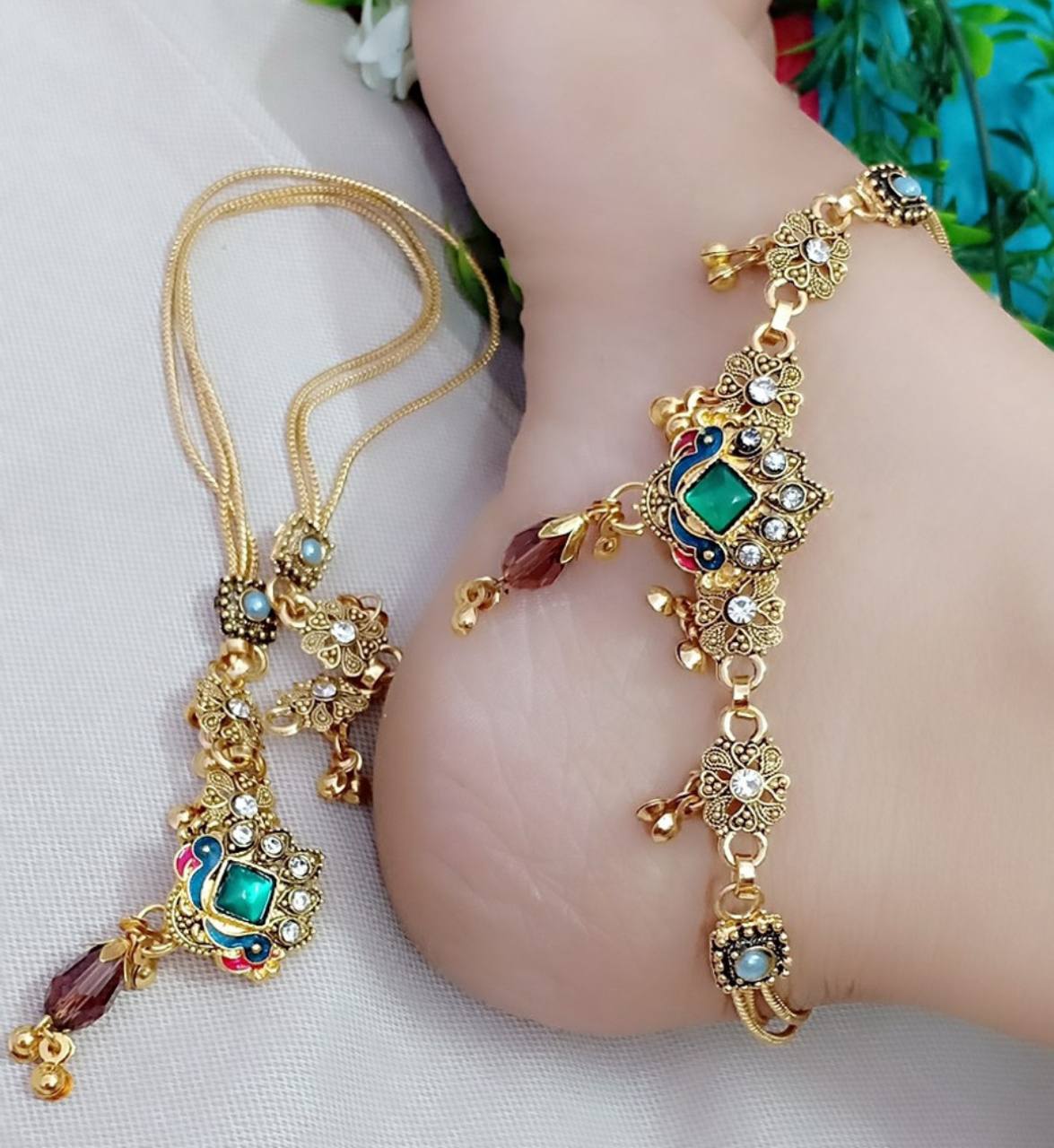 Elegant  Charm Stone Studded Anklet (payal-5)