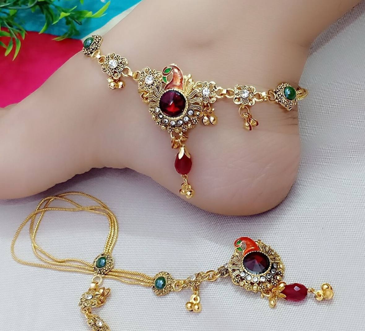 Elegant  Charm Stone Studded Anklet (payal-6)