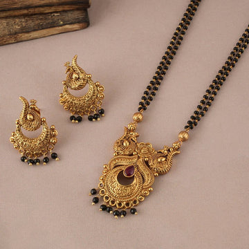 Ethnic Gold Plated Designer Pendant Necklace Set (AA10)
