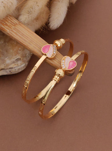 Elegant Women's Gold-Toned Crystal Embellished Kada Set (BG11)
