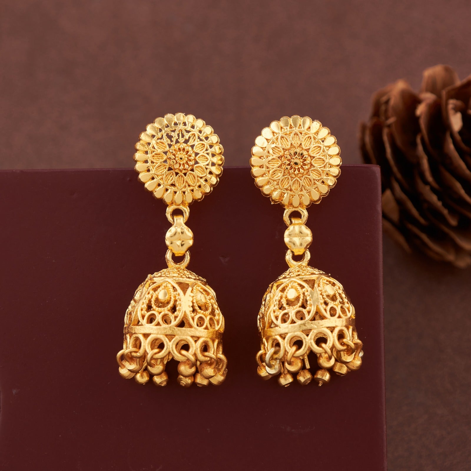 Designer Traditional Jhumka Earrings with Intricate Detailing (JK28)