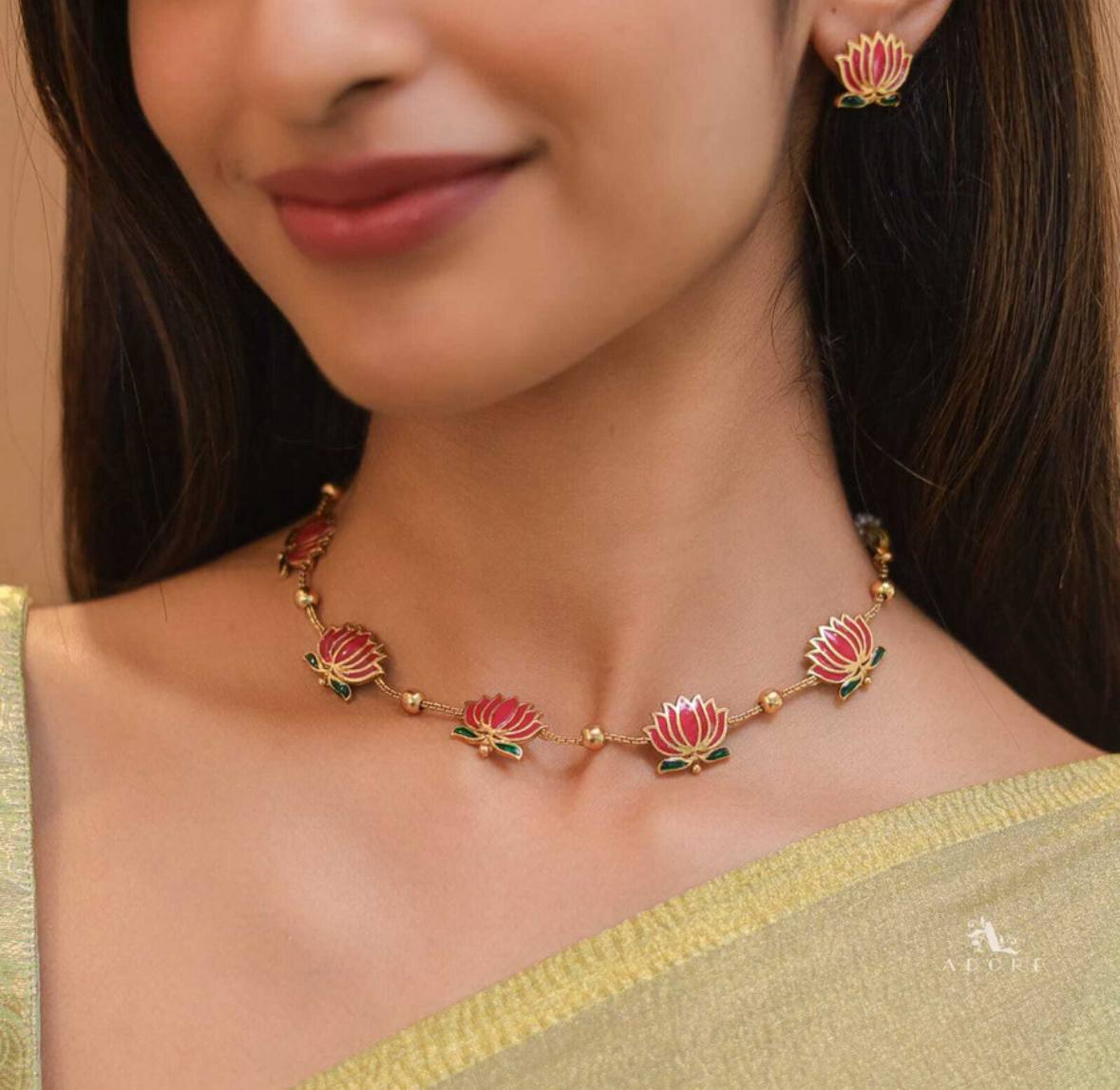Premium Necklace Set with Earrings (LOTUS-1)
