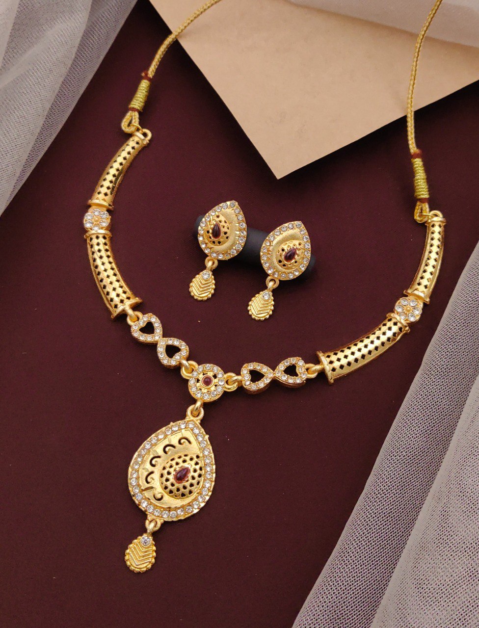 Premium American Diamond Necklace Set with Earrings (MGS-14)