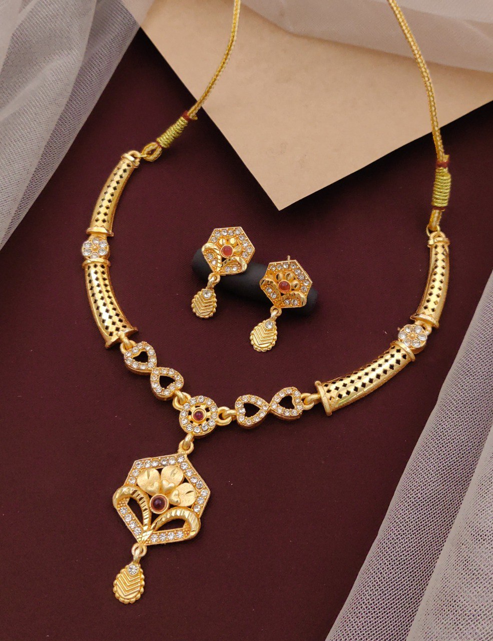 Premium American Diamond Necklace Set with Earrings (MGS-5)