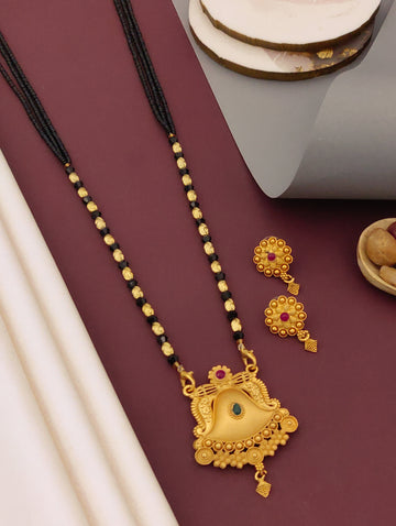 Antique Finish Mangalsutra with Matching Ethnic Earrings (MS101 p-SCD)