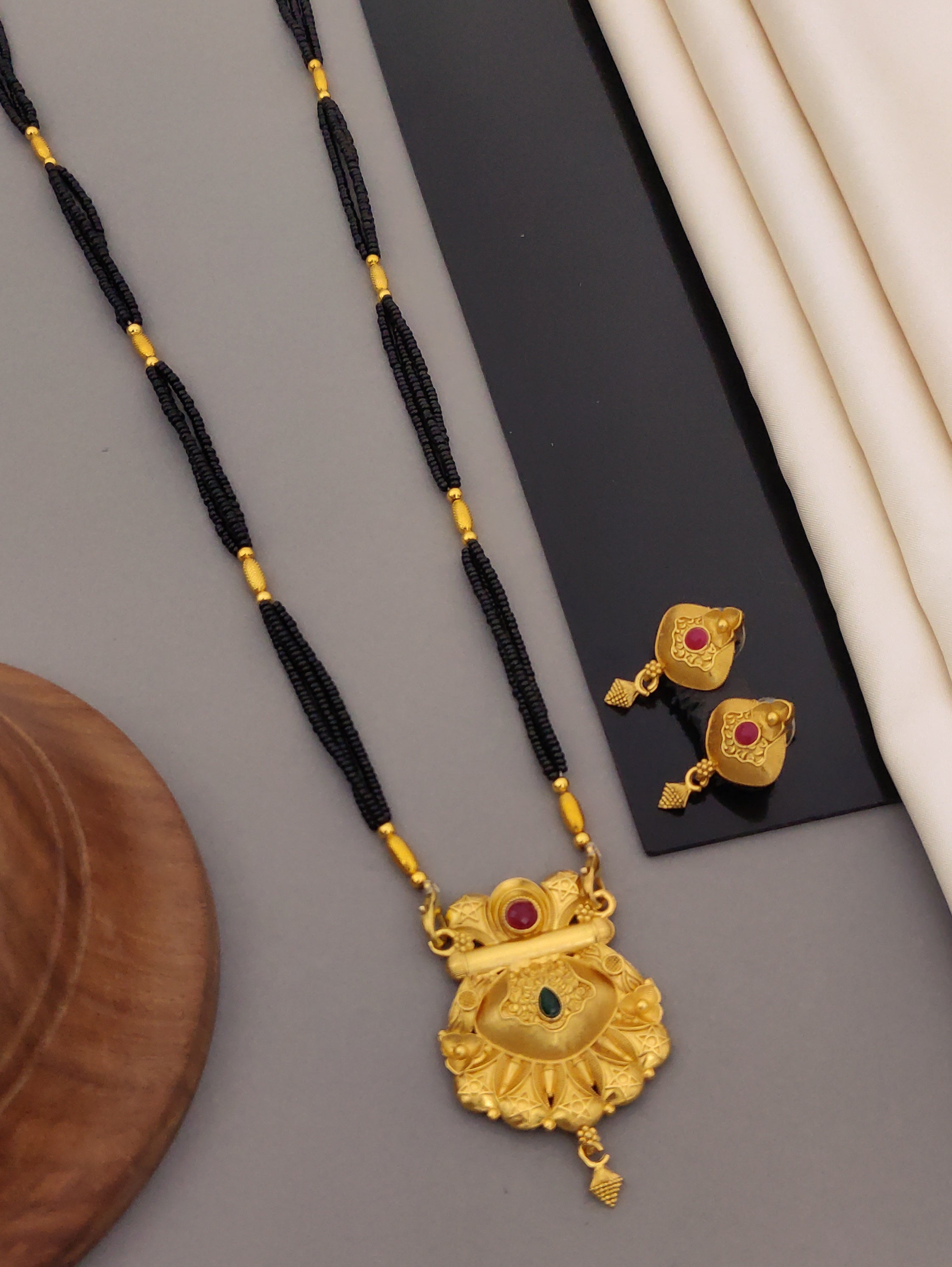Antique Finish Mangalsutra with Matching Ethnic Earrings (MS102 p-CCD)