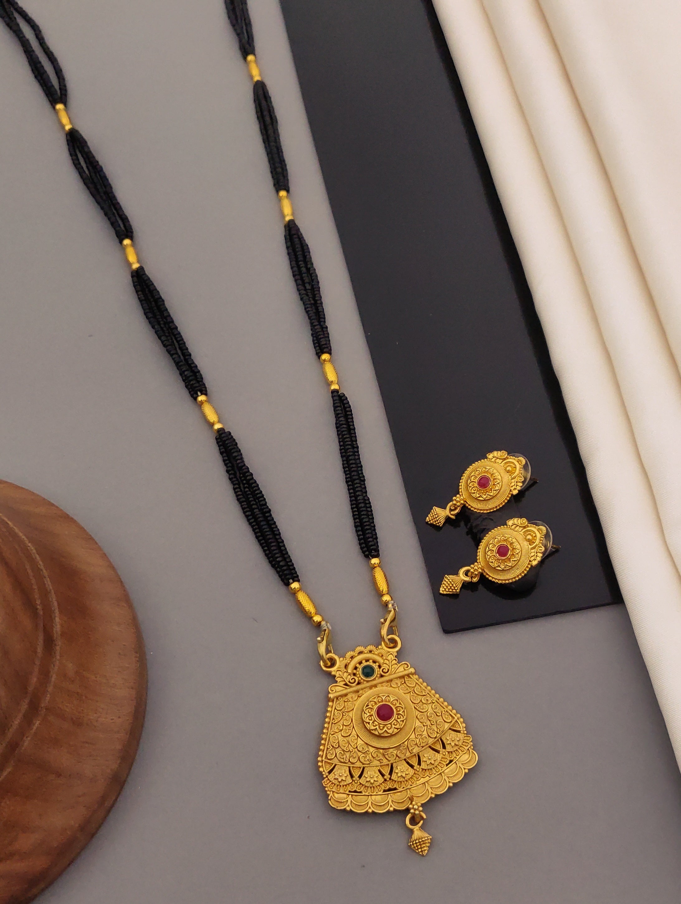 Antique Finish Mangalsutra with Matching Ethnic Earrings (MS103 p-CCD)