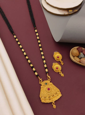 Antique Finish Mangalsutra with Matching Ethnic Earrings (MS103 p-SCD)