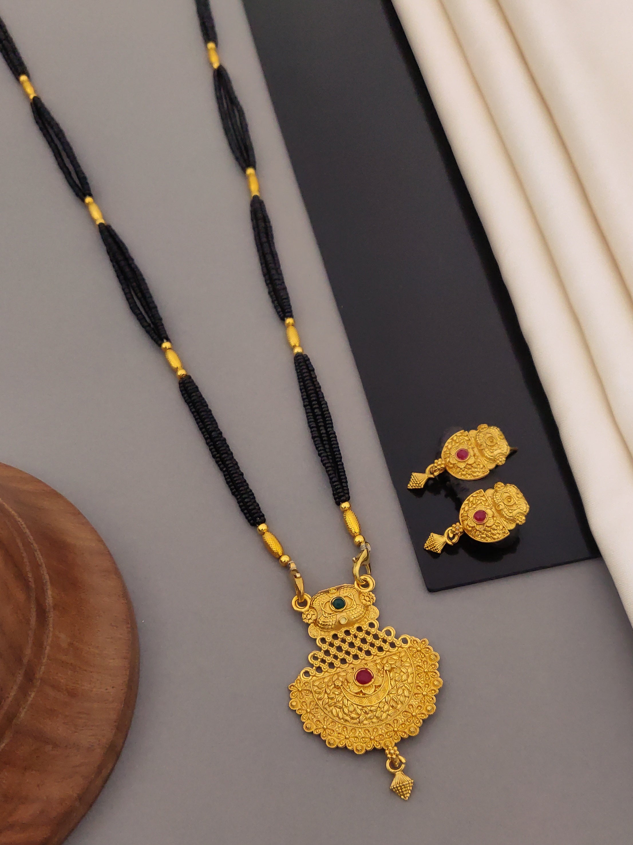 Antique Finish Mangalsutra with Matching Ethnic Earrings (MS104 p-CCD)