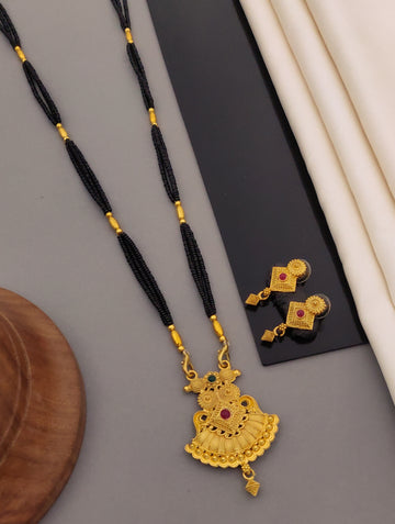 Antique Finish Mangalsutra with Matching Ethnic Earrings (MS105 p-CCD)