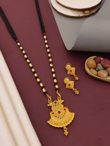 Antique Finish Mangalsutra with Matching Ethnic Earrings (MS105 p-SCD)