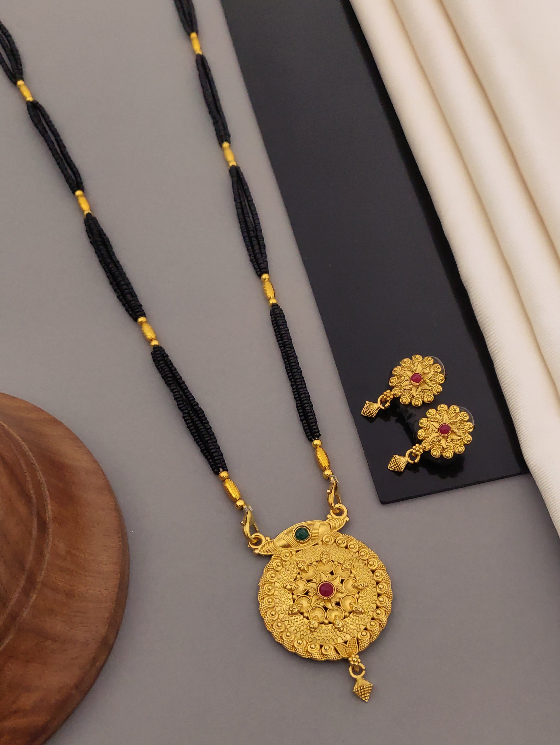 Antique Finish Mangalsutra with Matching Ethnic Earrings (MS106 p-CCD)