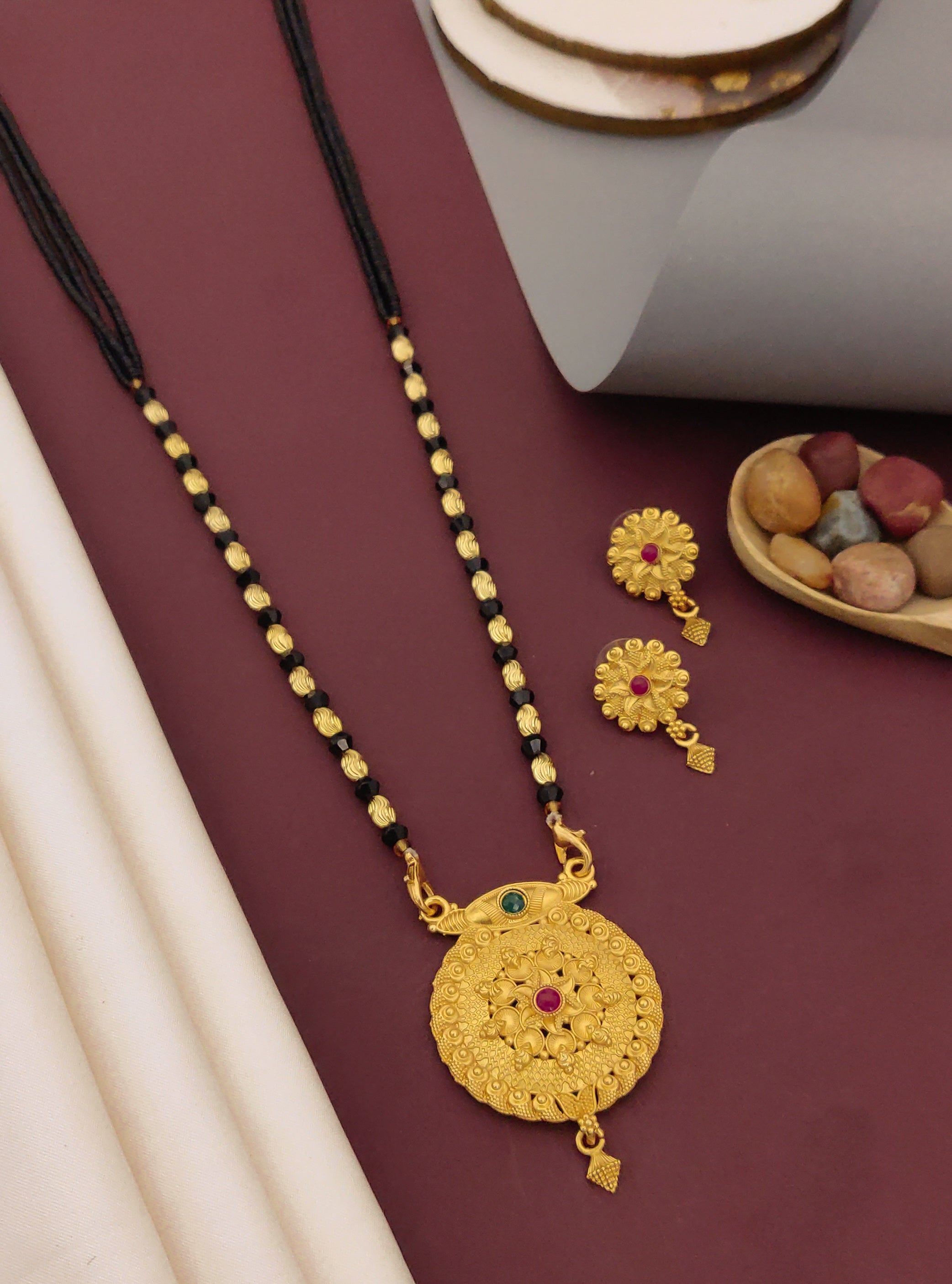 Antique Finish Mangalsutra with Matching Ethnic Earrings (MS106 p-SCD)