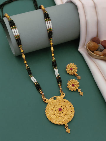 Antique Finish Mangalsutra with Matching Ethnic Earrings (MS106 p -WCD)