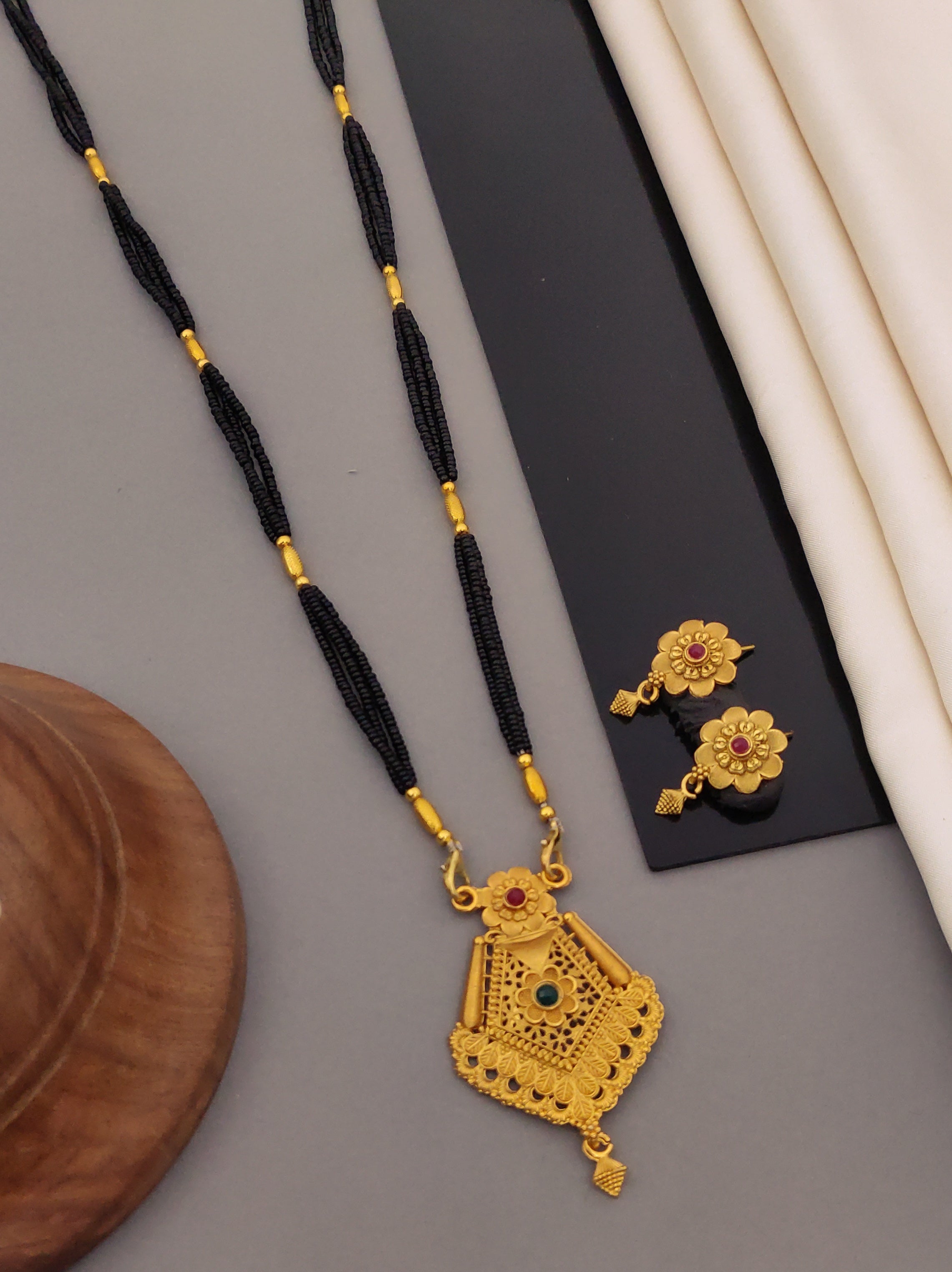 Antique Finish Mangalsutra with Matching Ethnic Earrings (MS107 p-CCD)