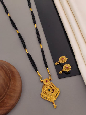 Antique Finish Mangalsutra with Matching Ethnic Earrings (MS107 p-CCD)