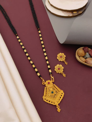 Antique Finish Mangalsutra with Matching Ethnic Earrings (MS107 p-SCD)