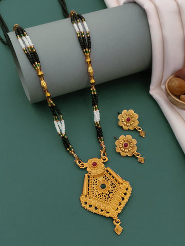 Antique Finish Mangalsutra with Matching Ethnic Earrings (MS107 p -WCD)