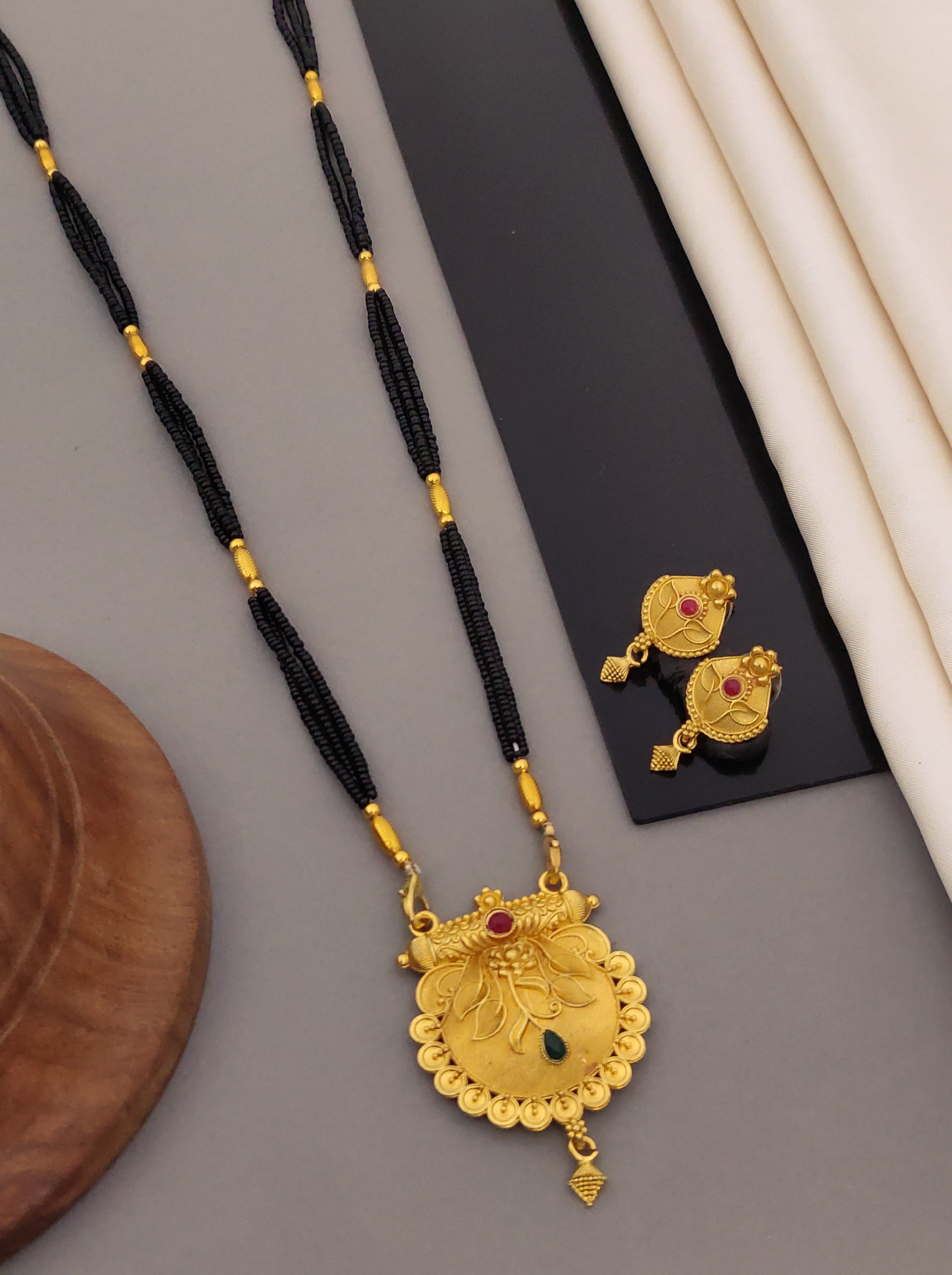Antique Finish Mangalsutra with Matching Ethnic Earrings (MS108 p-CCD)