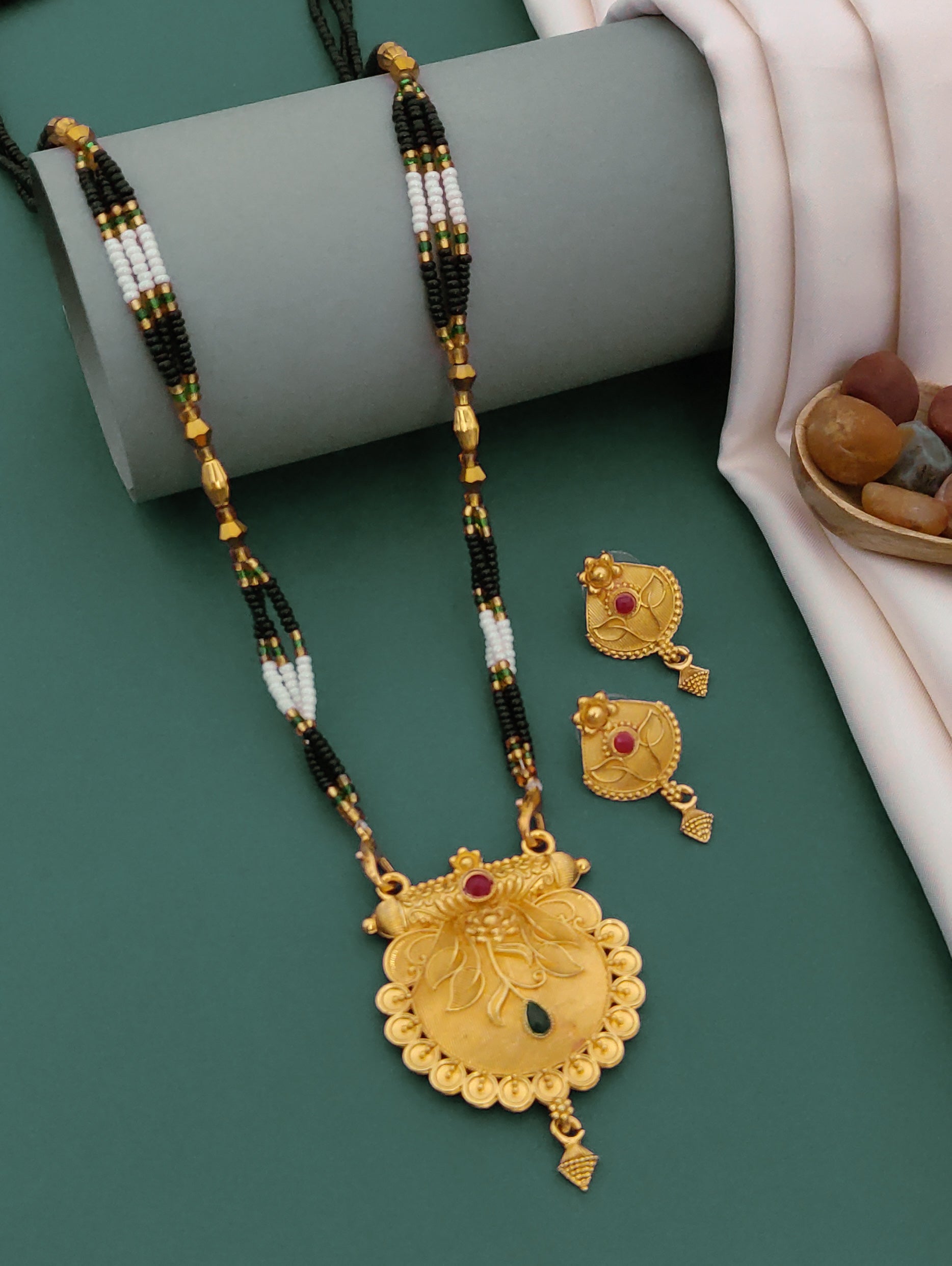 Antique Finish Mangalsutra with Matching Ethnic Earrings (MS108 p -WCD)