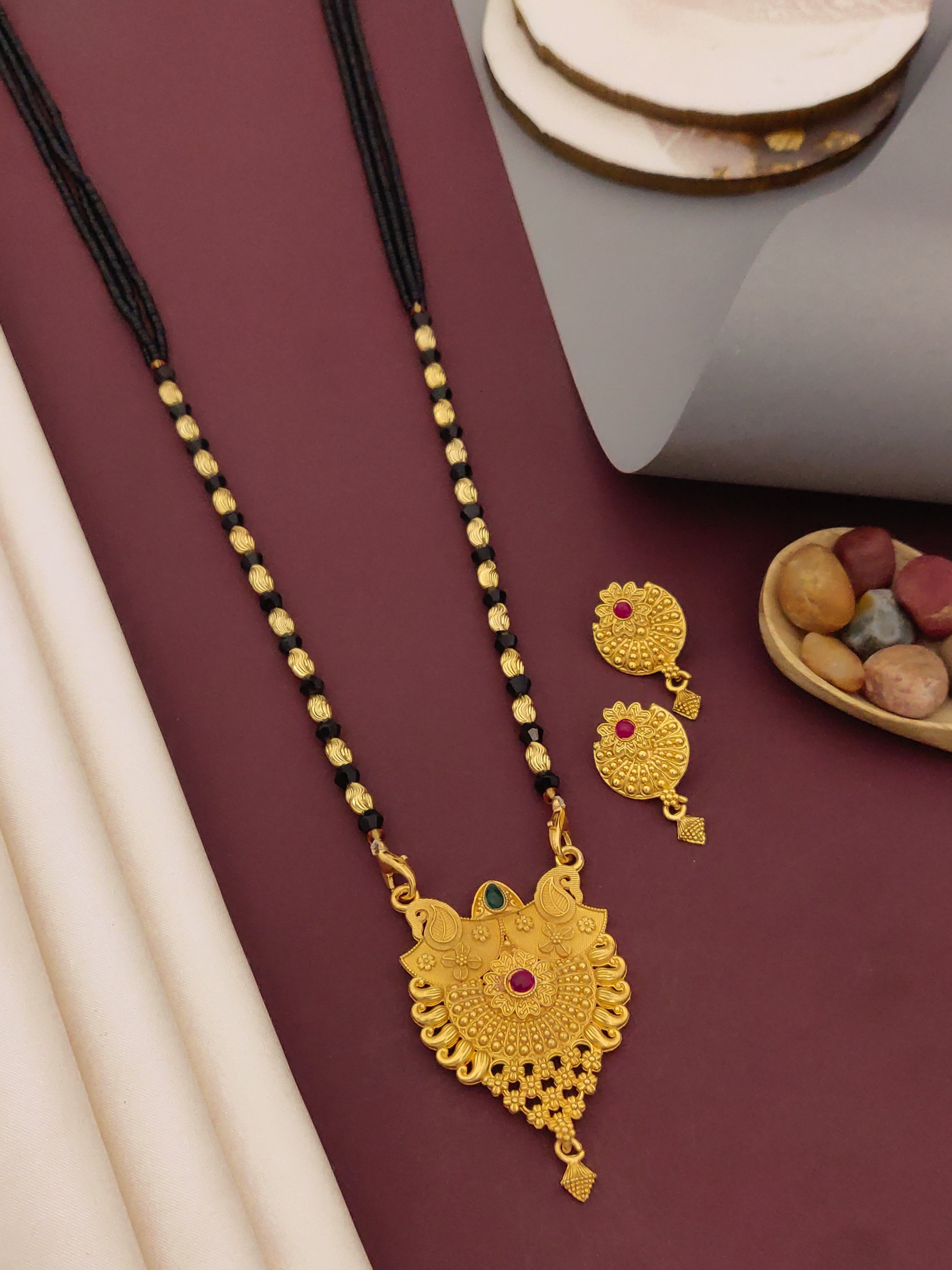 Antique Finish Mangalsutra with Matching Ethnic Earrings (MS108 p-SCD)