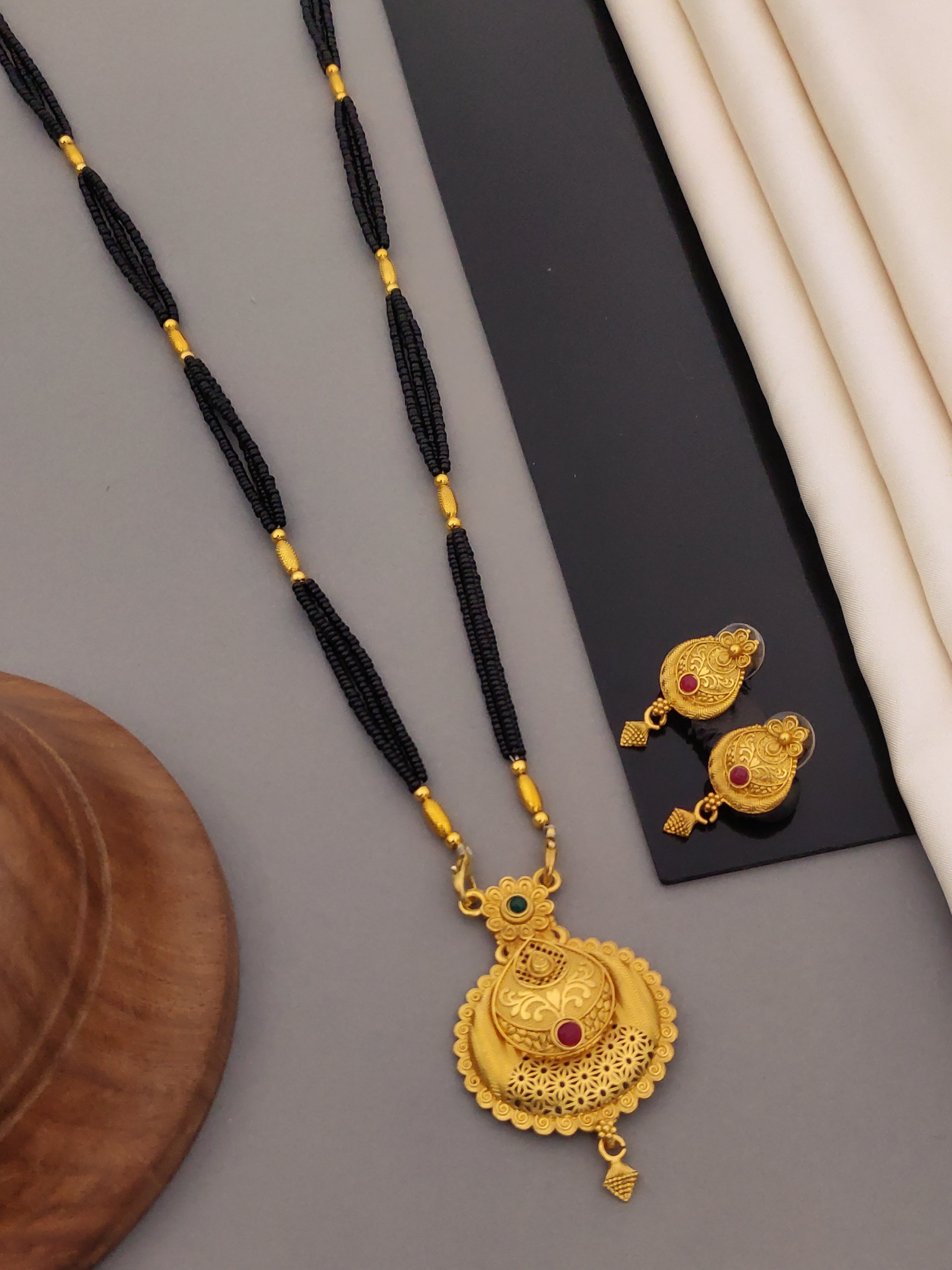 Antique Finish Mangalsutra with Matching Ethnic Earrings (MS110 p-CCD)
