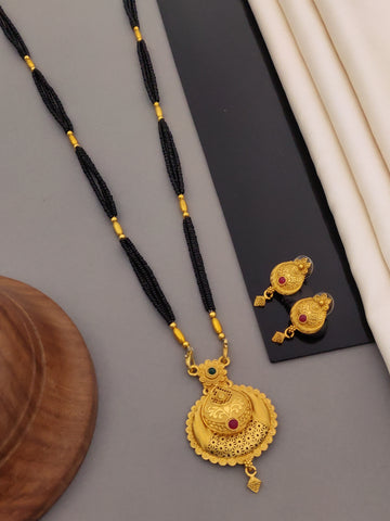 Antique Finish Mangalsutra with Matching Ethnic Earrings (MS110 p-CCD)
