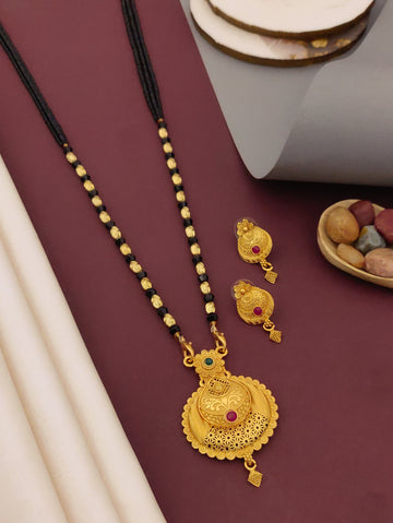 Antique Finish Mangalsutra with Matching Ethnic Earrings (MS110 p-SCD)