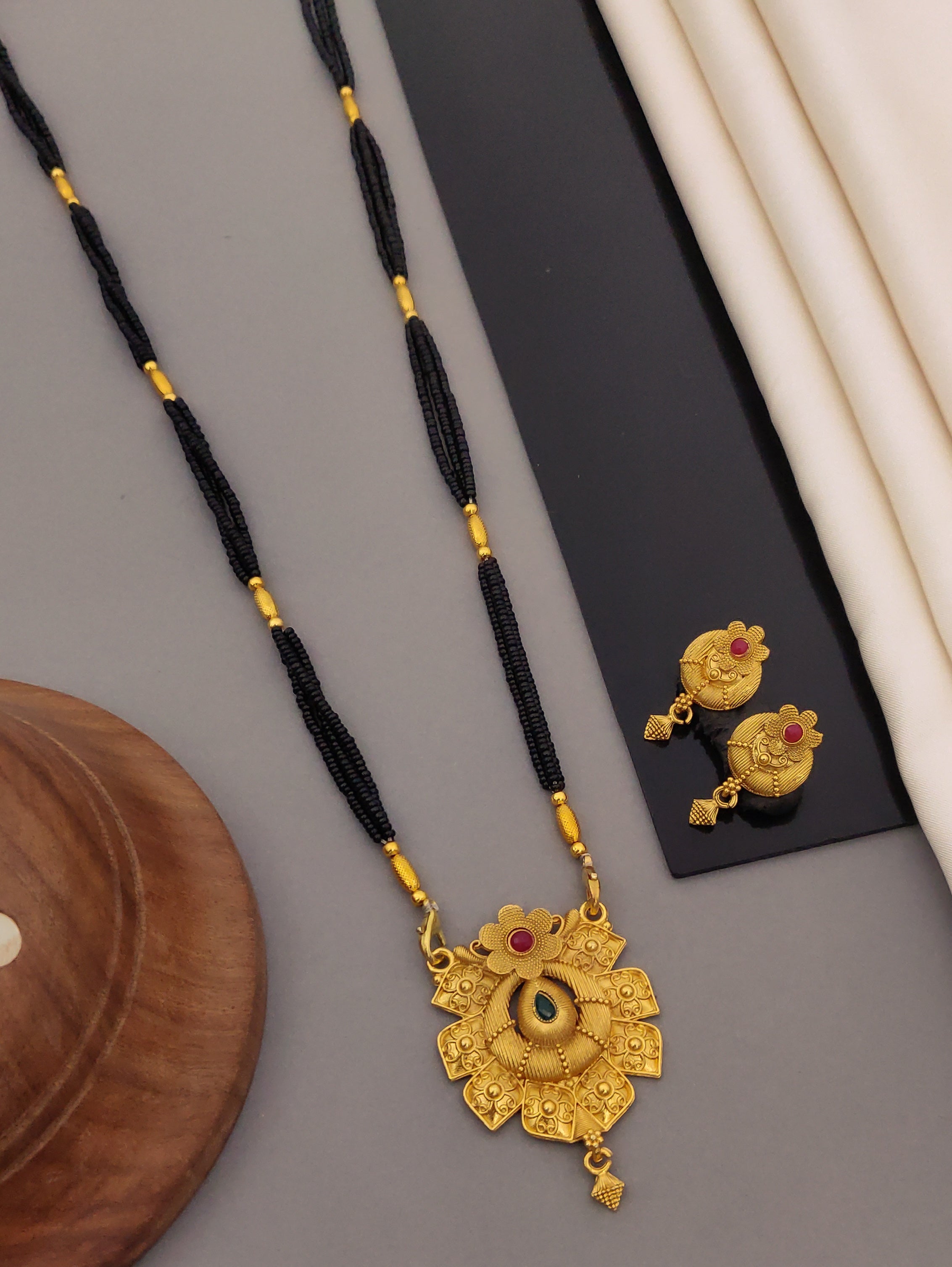 Antique Finish Mangalsutra with Matching Ethnic Earrings (MS111 p-CCD)