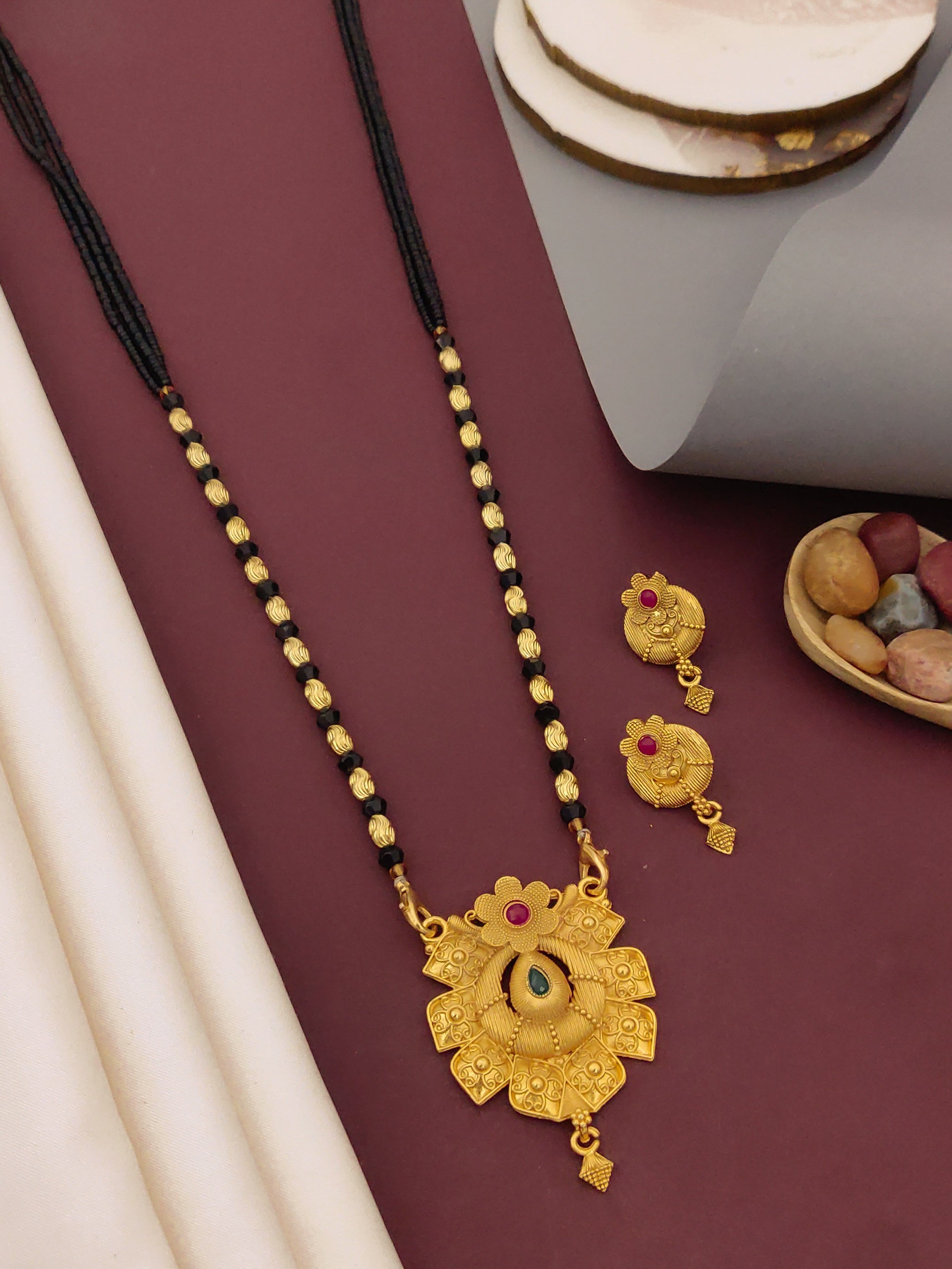 Antique Finish Mangalsutra with Matching Ethnic Earrings (MS111 p-SCD)