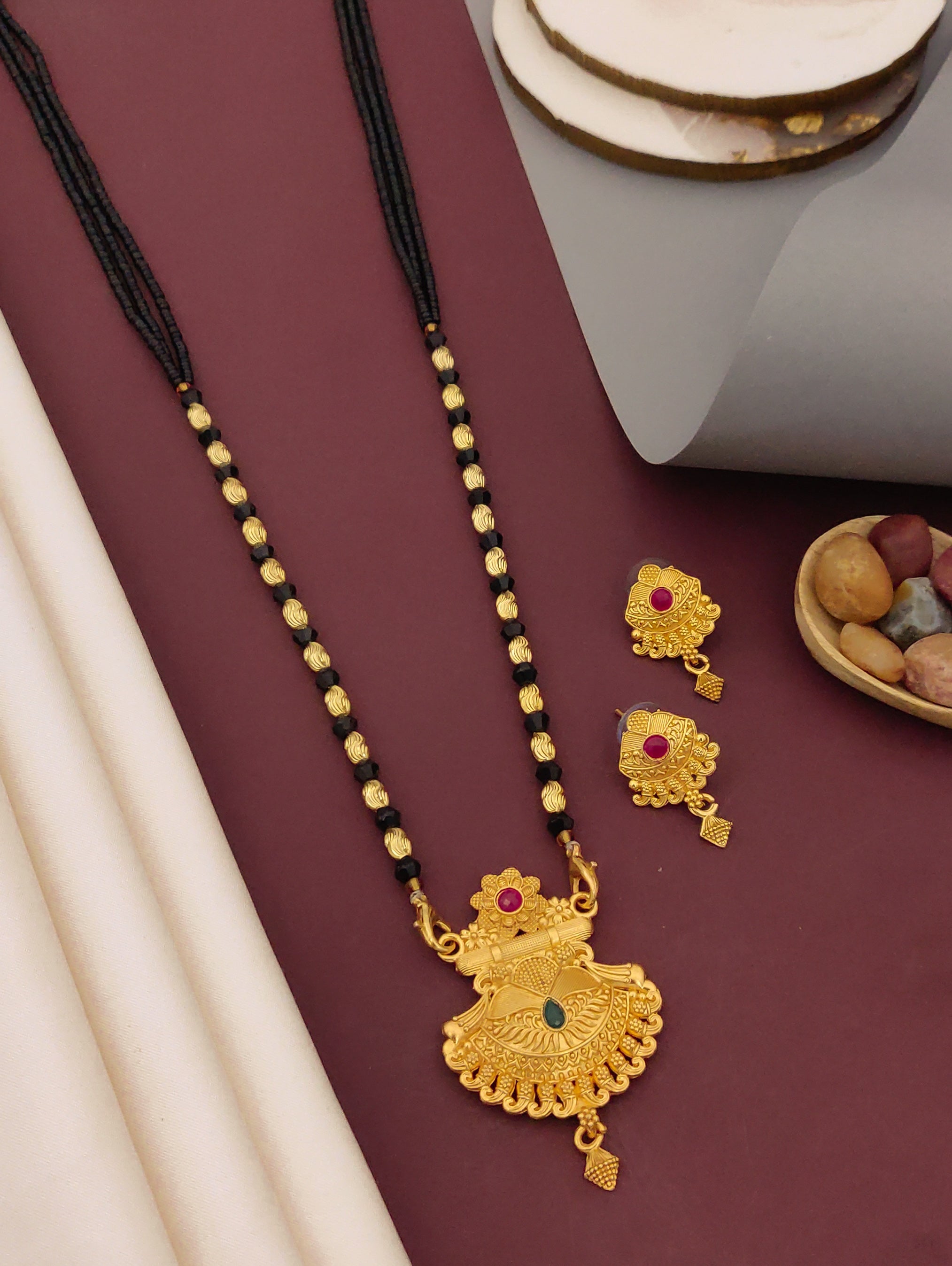 Antique Finish Mangalsutra with Matching Ethnic Earrings (MS112 p-SCD)
