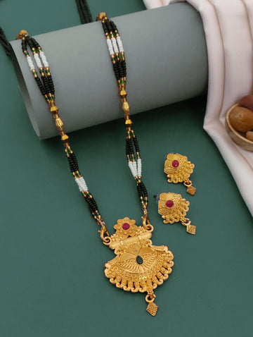 Antique Finish Mangalsutra with Matching Ethnic Earrings (MS112 p -WCD)