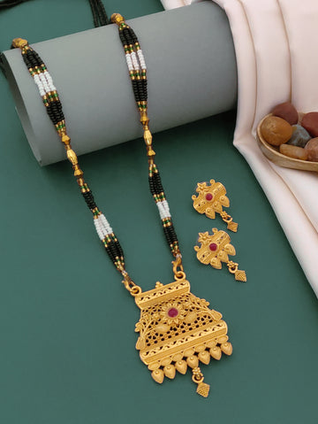 Antique Finish Mangalsutra with Matching Ethnic Earrings (MS113 p -WCD)