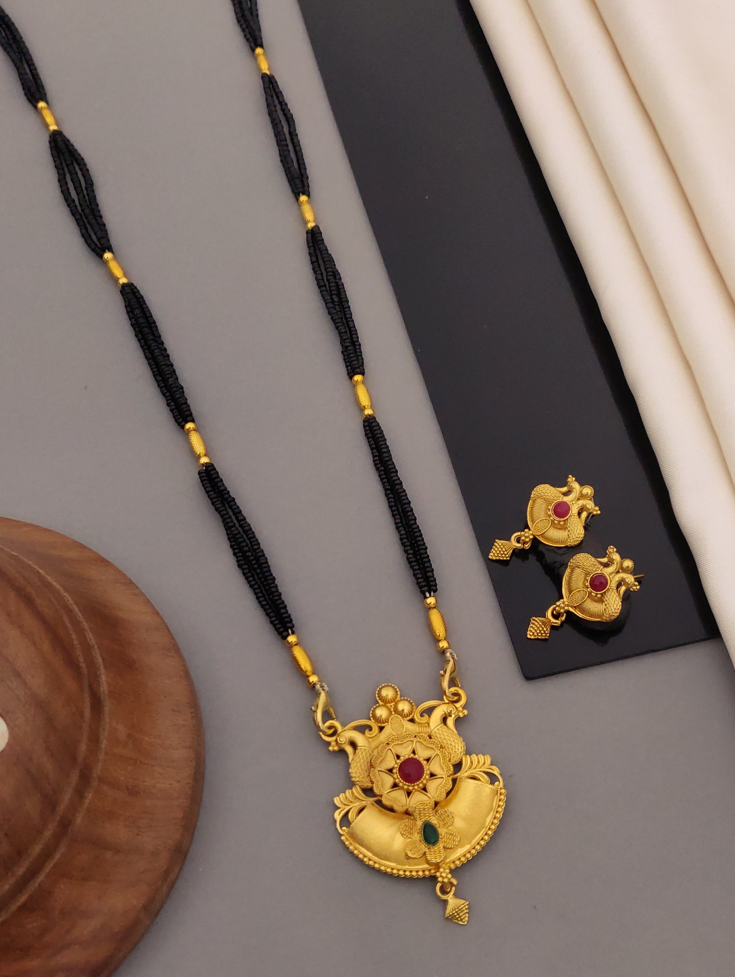 Antique Finish Mangalsutra with Matching Ethnic Earrings (MS114 p-CCD)