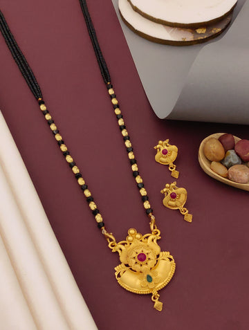 Antique Finish Mangalsutra with Matching Ethnic Earrings (MS114 p -SCD)