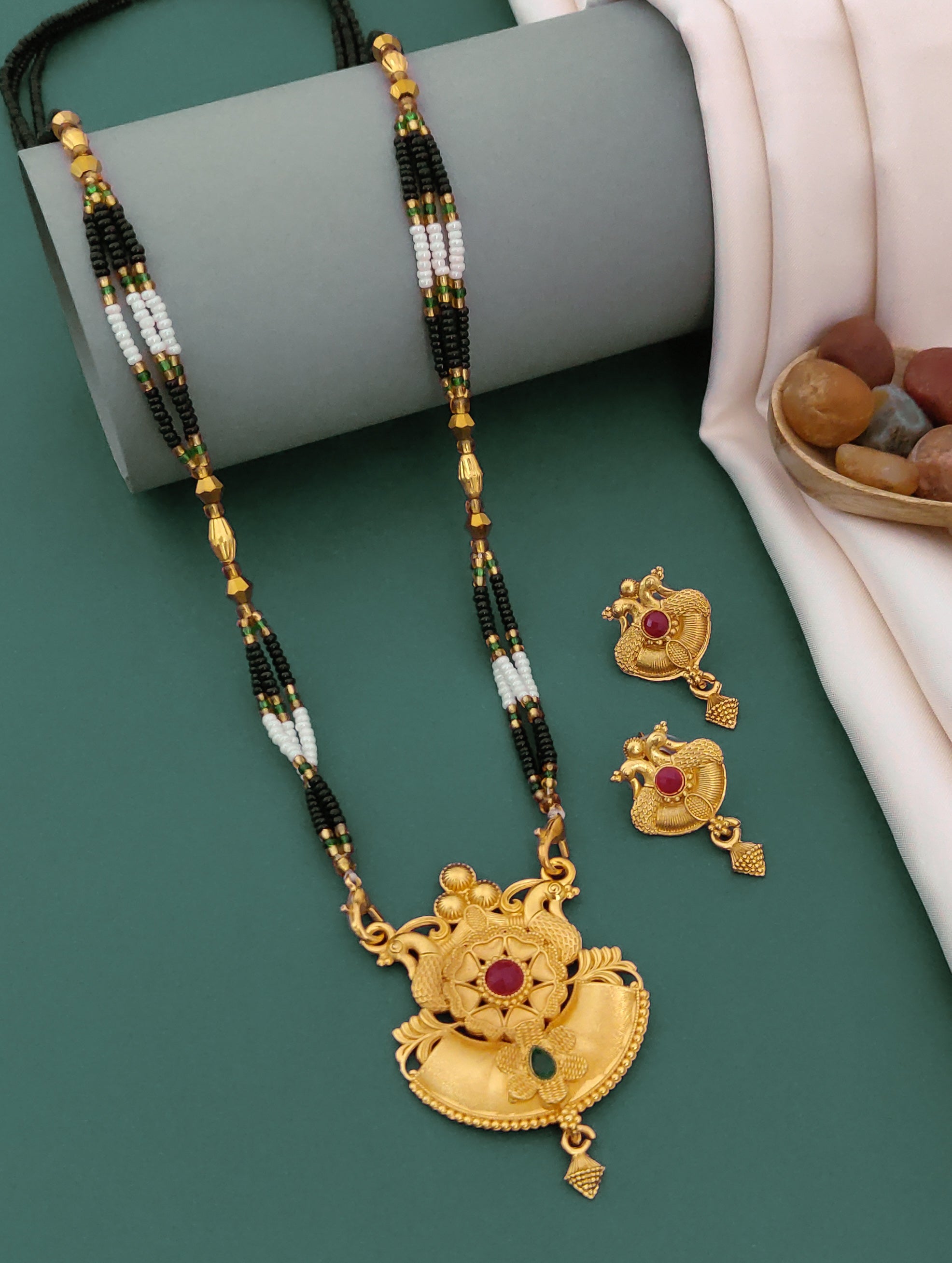 Antique Finish Mangalsutra with Matching Ethnic Earrings (MS114 p -WCD)