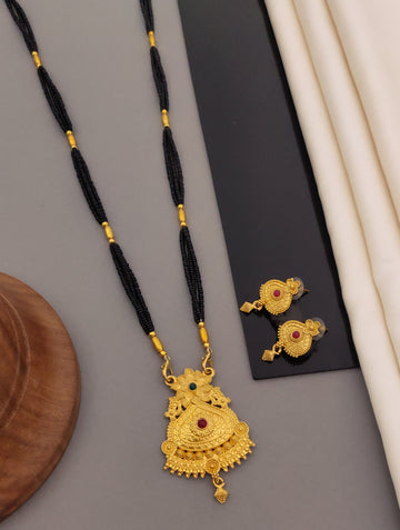 Antique Finish Mangalsutra with Matching Ethnic Earrings (MS115 p-CCD)