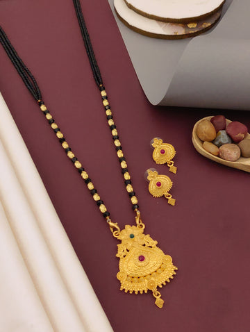 Antique Finish Mangalsutra with Matching Ethnic Earrings (MS115 p -SCD)