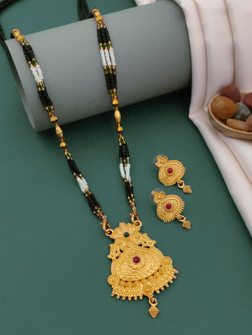 Antique Finish Mangalsutra with Matching Ethnic Earrings (MS115 p -WCD)