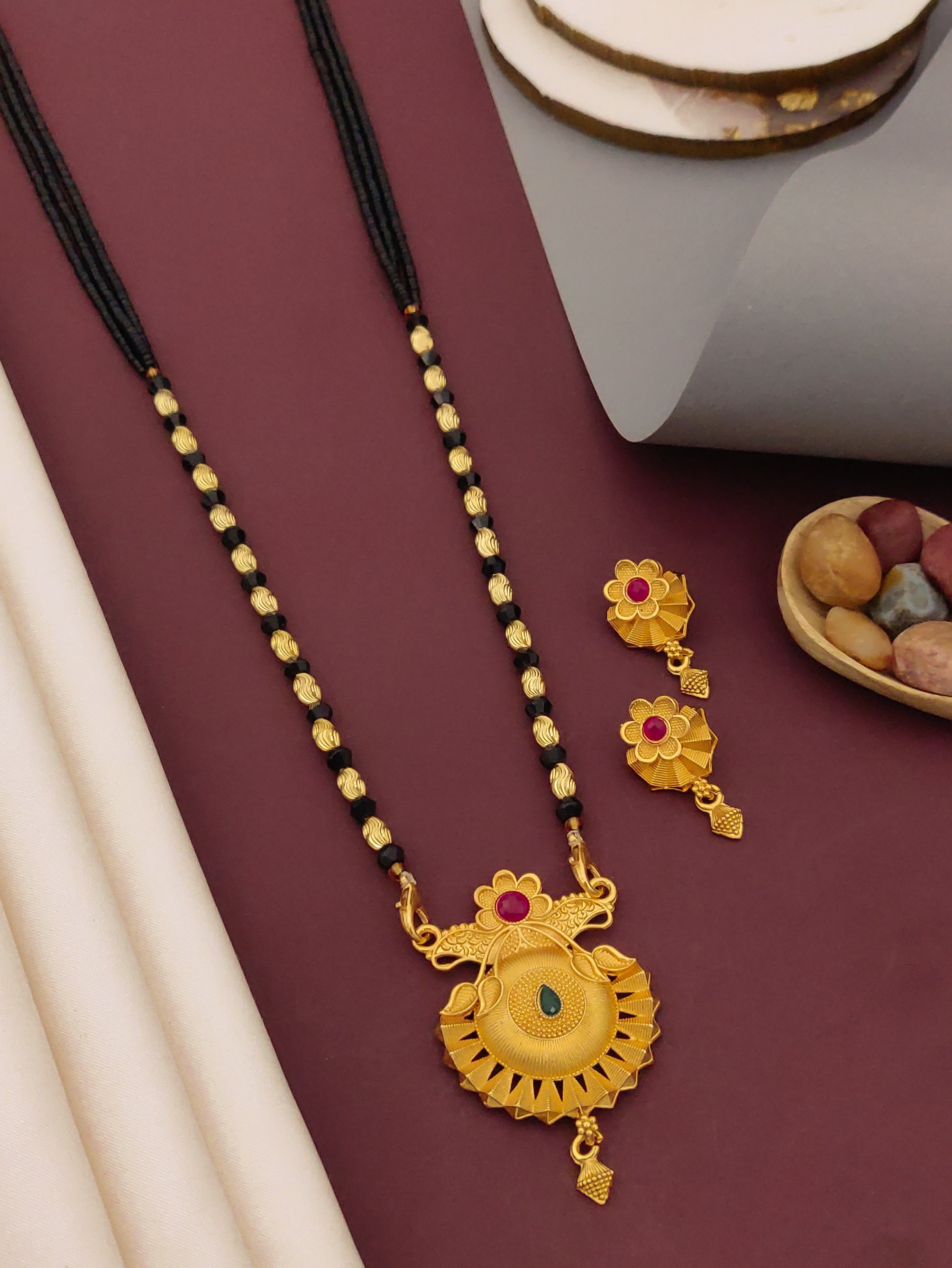 Antique Finish Mangalsutra with Matching Ethnic Earrings (MS116 p -SCD)