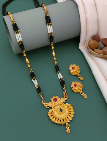 Antique Finish Mangalsutra with Matching Ethnic Earrings (MS116 p -WCD)