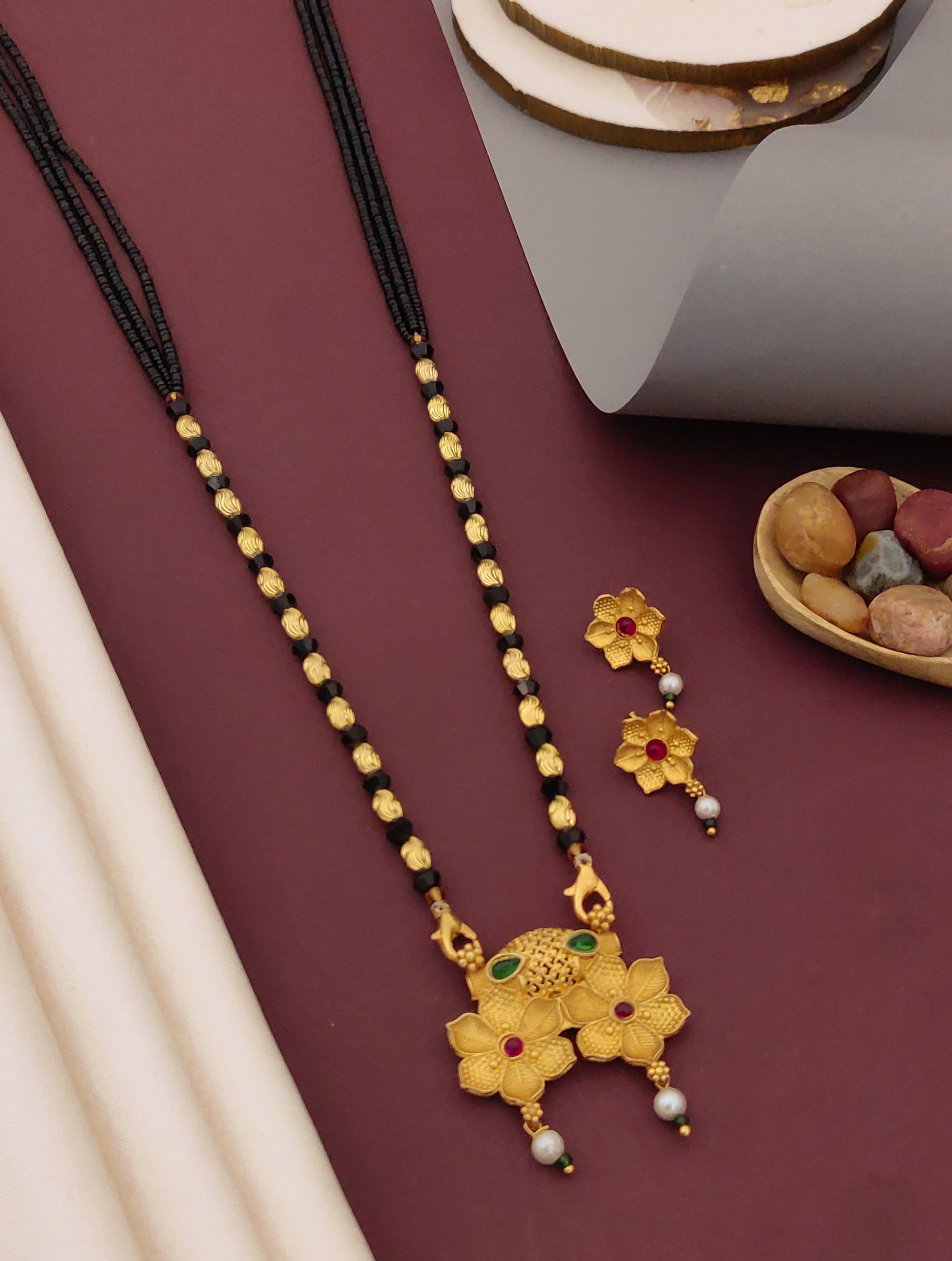 Antique Finish Mangalsutra with Matching Ethnic Earrings (MS118 p -SCD)