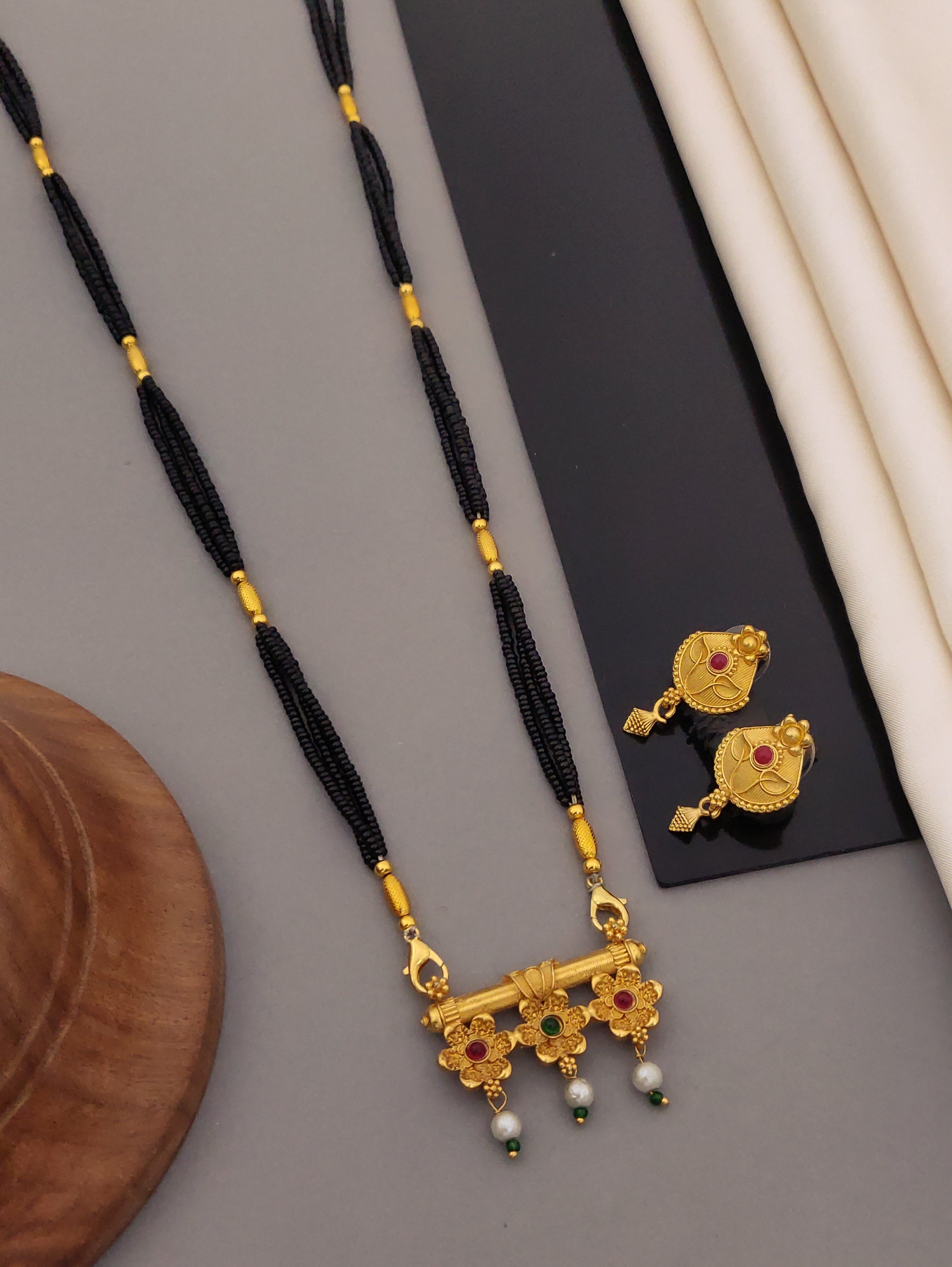 Antique Finish Mangalsutra with Matching Ethnic Earrings (MS119 p-CCD)