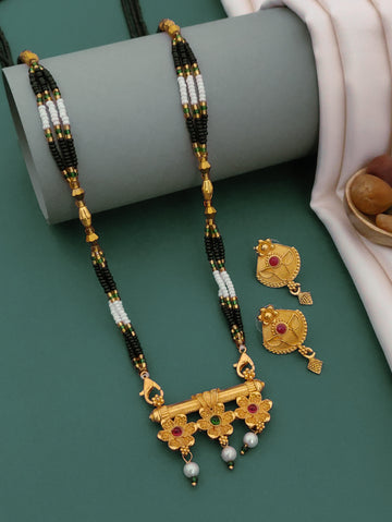 Antique Finish Mangalsutra with Matching Ethnic Earrings (MS119 p -WCD)