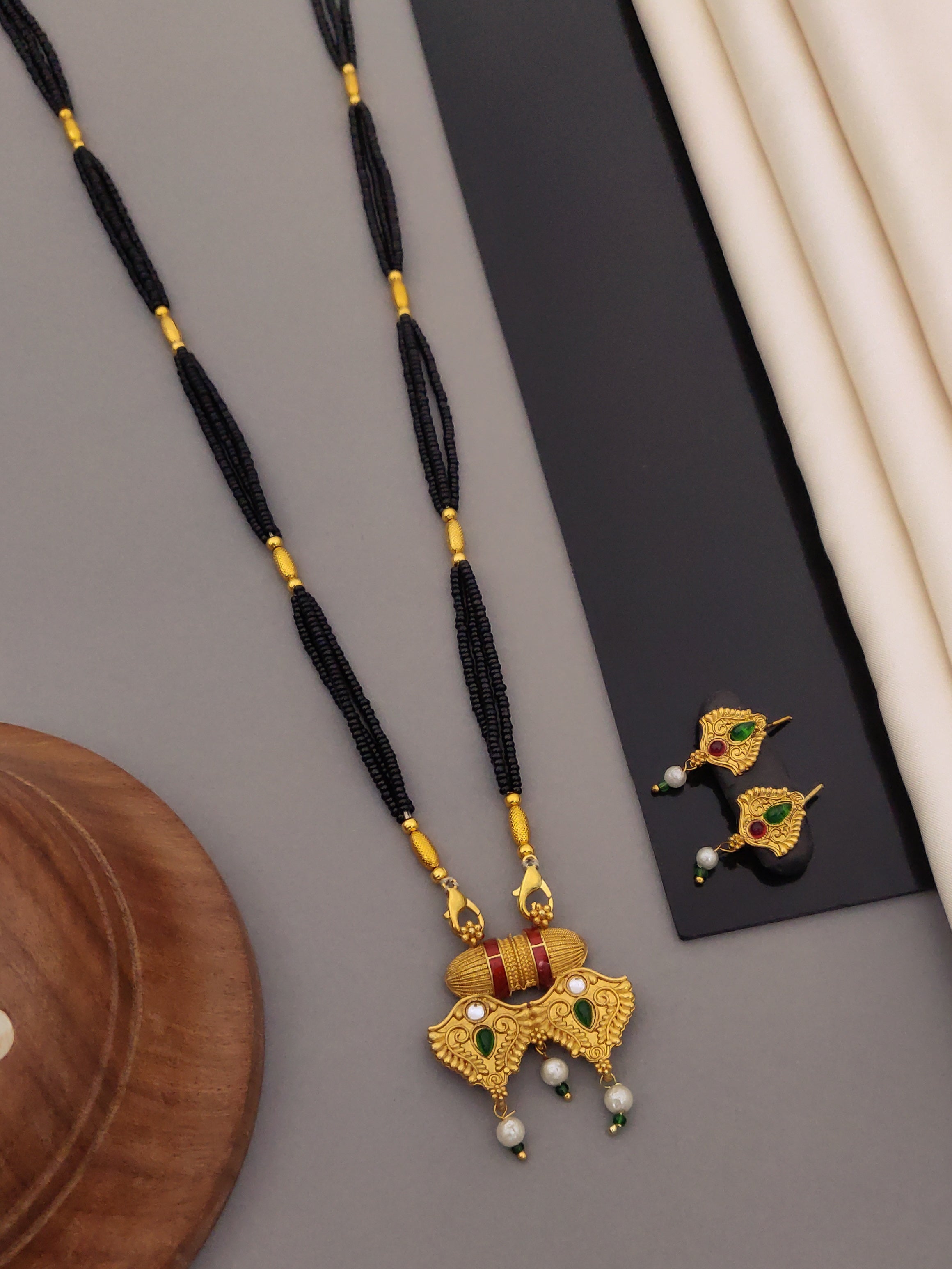 Antique Finish Mangalsutra with Matching Ethnic Earrings (MS120 p-CCD)