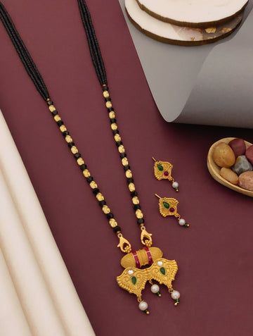 Antique Finish Mangalsutra with Matching Ethnic Earrings (MS120 p -SCD)