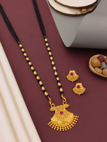 Antique Finish Mangalsutra with Matching Ethnic Earrings (MS12 p-SCD)