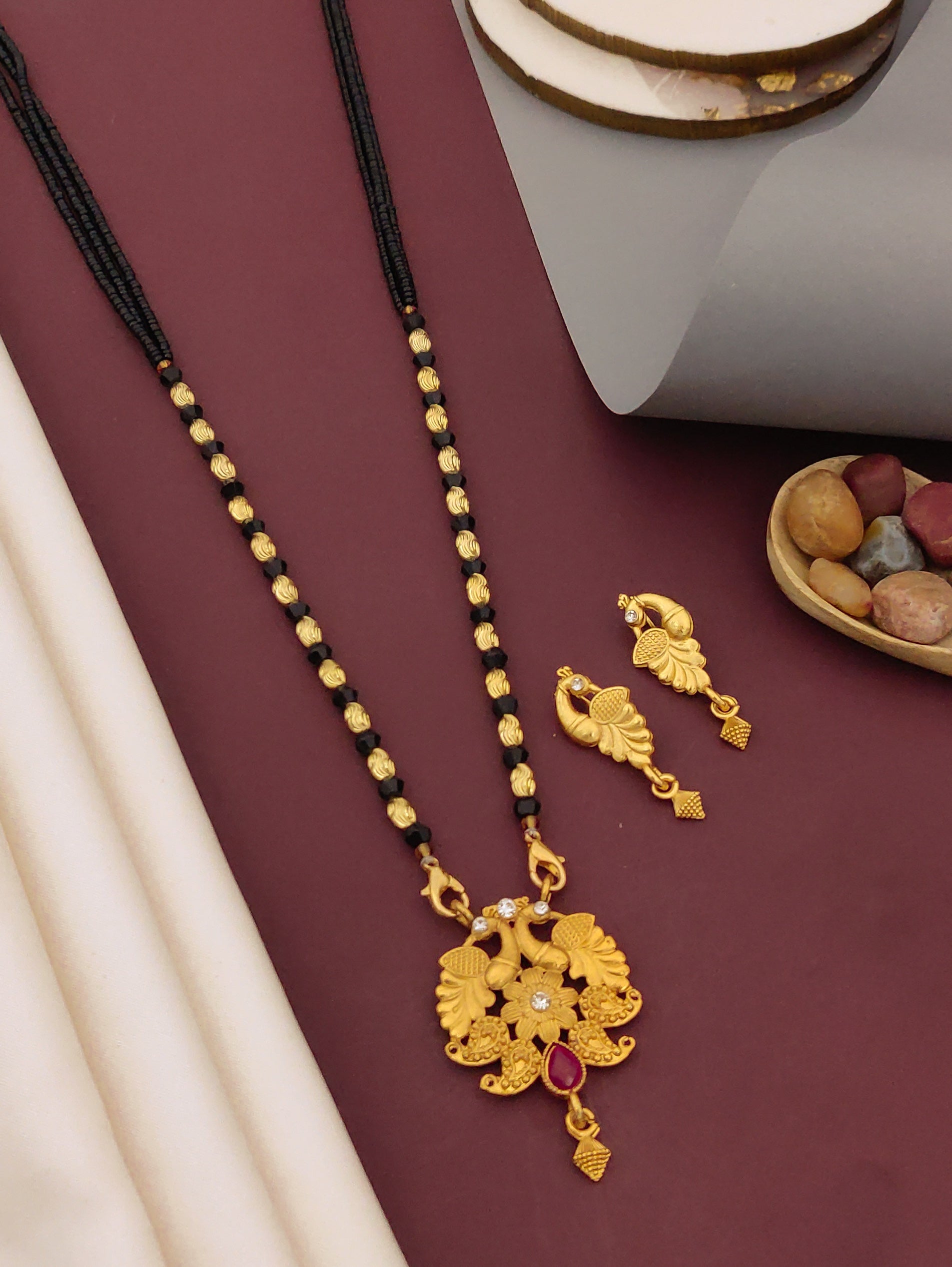 Antique Finish Mangalsutra with Matching Ethnic Earrings (MS13 p-SCD)