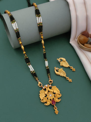 Antique Finish Mangalsutra with Matching Ethnic Earrings (MS13 p -WCD)