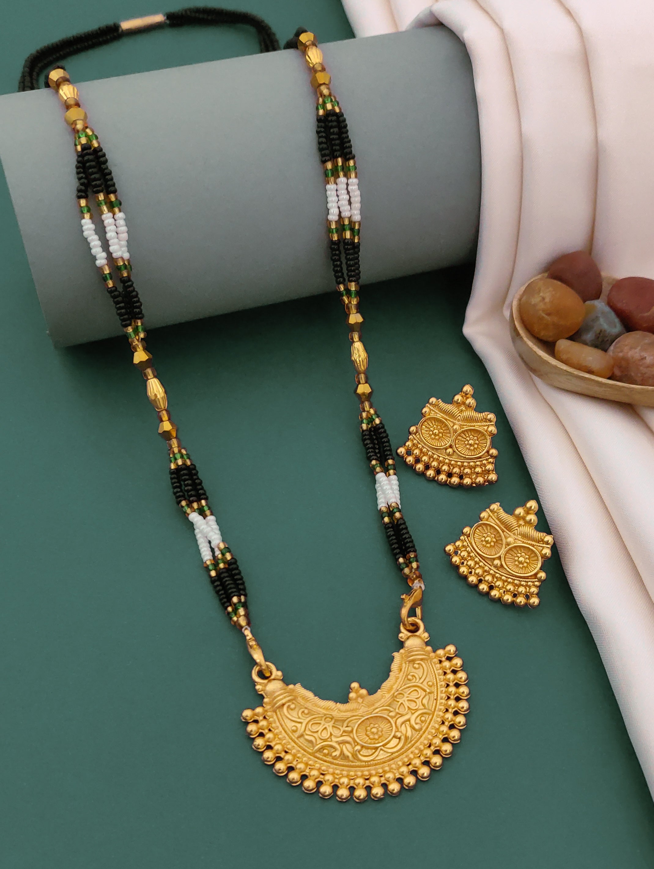 Antique Finish Mangalsutra with Matching Ethnic Earrings (MS1 p -WCD)